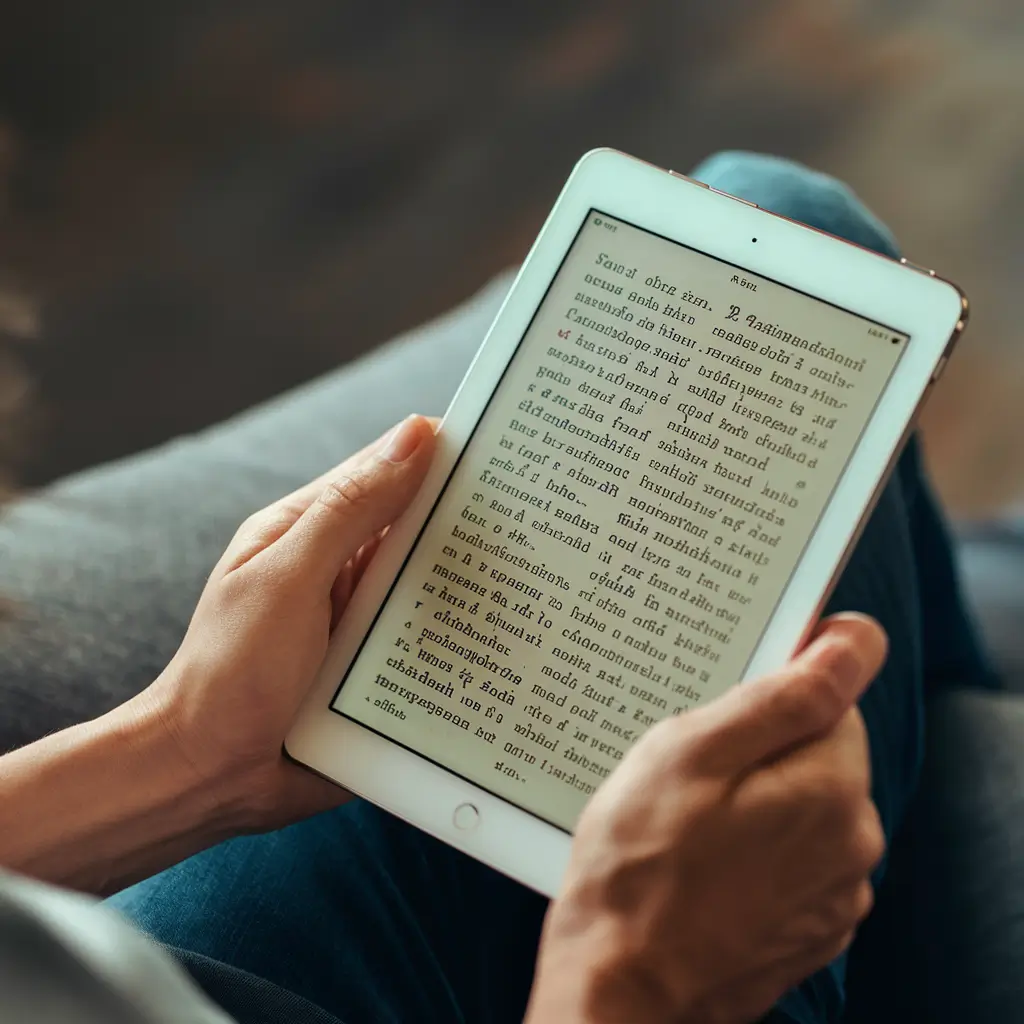 Image of reading e-book on tablet